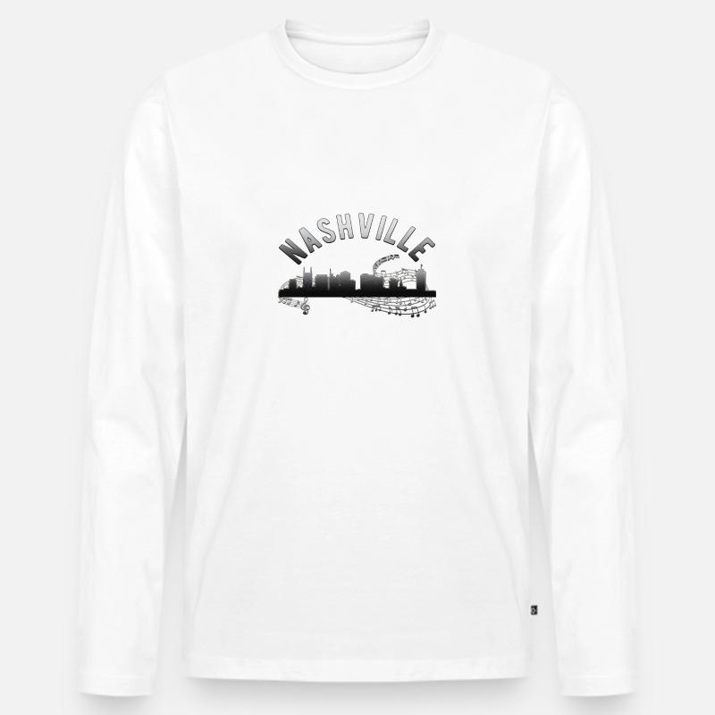Silver Nashville Skyline - Männer Premium Bio Langarmshirt - Weiß