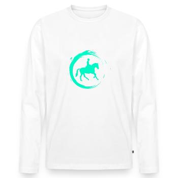 Reiten - Männer Premium Bio Langarmshirt - Weiß - Vorne - Nico (187cm)