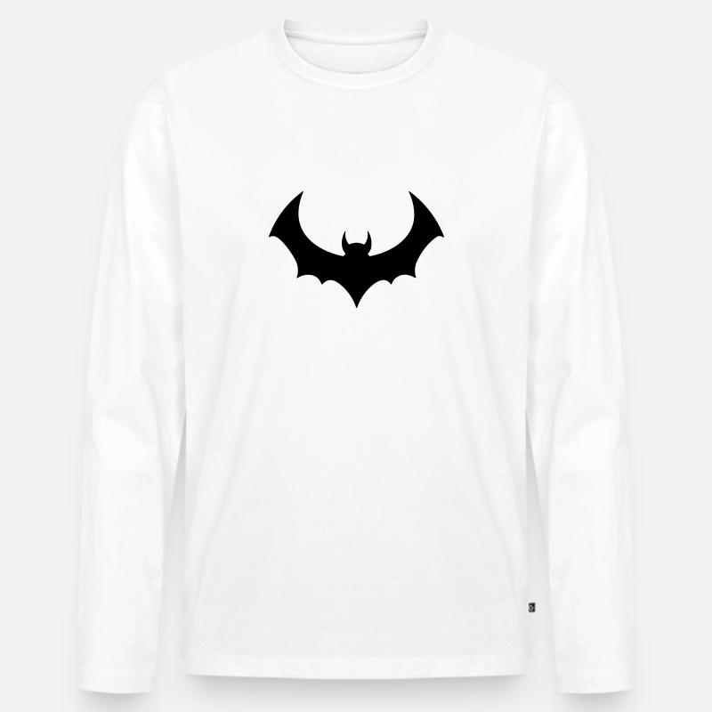 Fledermaus - Männer Premium Bio Langarmshirt - Weiß