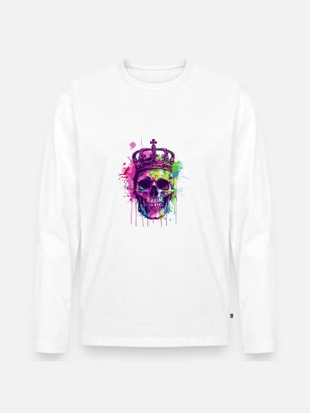 King Skull Crown - Men's Premium Organic Long Sleeve Shirt - white