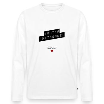 Echter Pottbengel - Männer Premium Bio Langarmshirt - Weiß - Vorne - Nico (187cm)