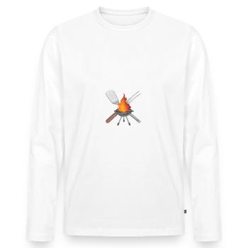 Grillchef Grillmeister Grillexperte - Männer Premium Bio Langarmshirt - Weiß - Vorne - Nico (187cm)