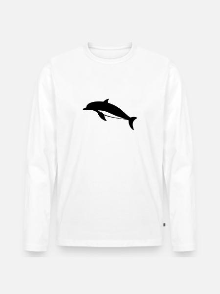 Dolphin - Men's Premium Organic Long Sleeve Shirt - white