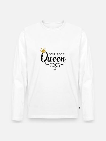 Schlager Queen - Männer Premium Bio Langarmshirt - Weiß