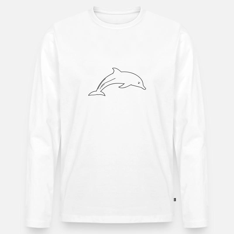 Delfin - Männer Premium Bio Langarmshirt - Weiß