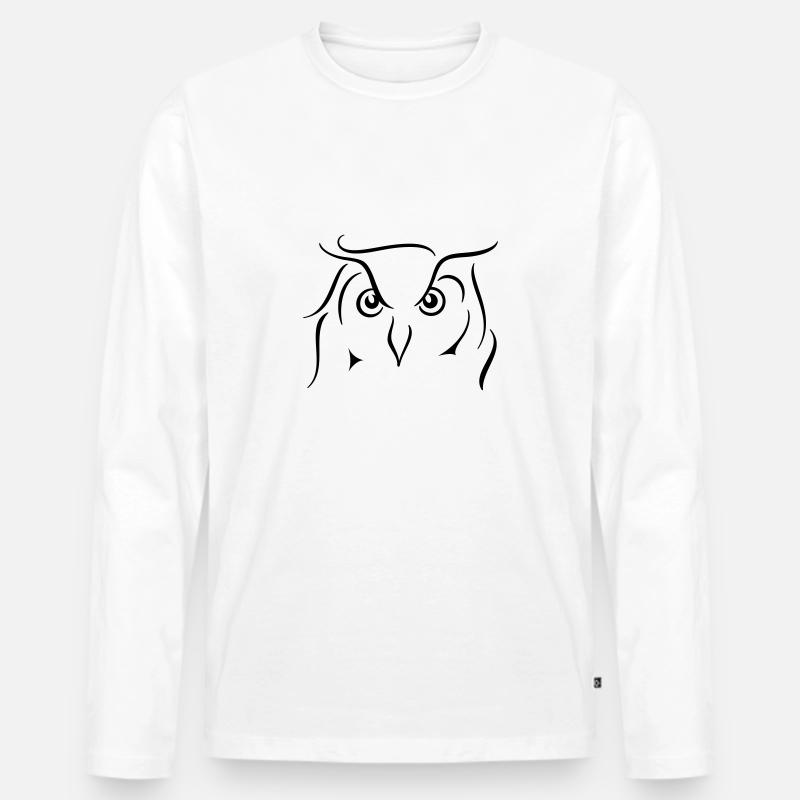 Uhu - Strichzeichnung Geschenkidee Geschenk - Männer Premium Bio Langarmshirt - Weiß