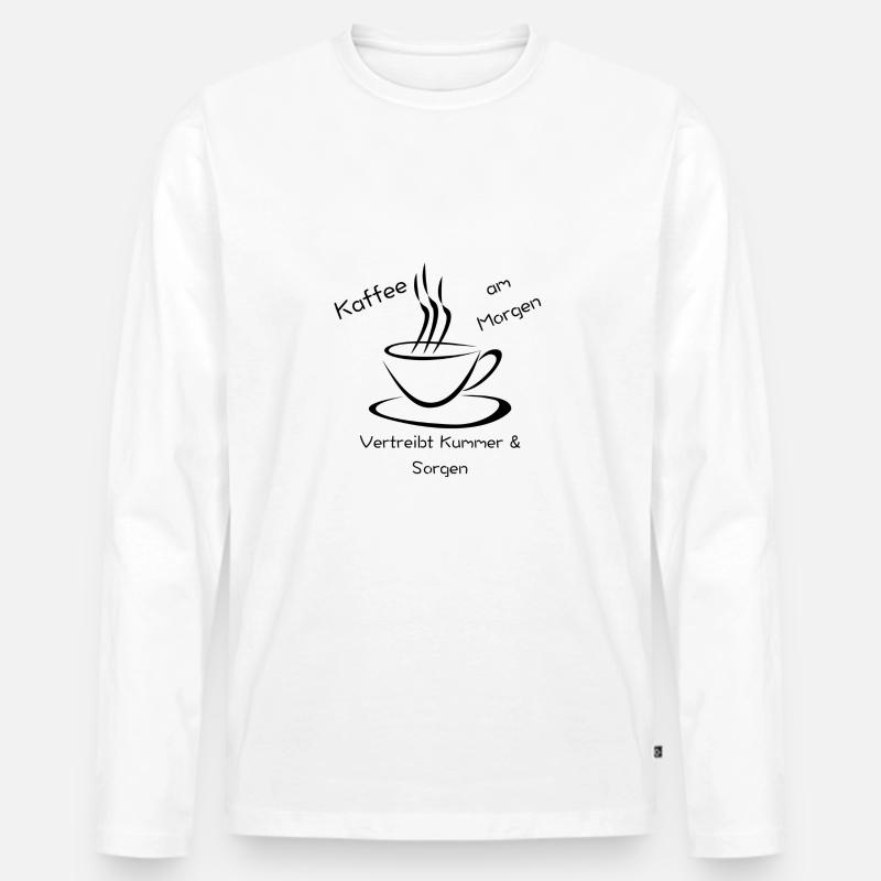 Kaffee Spruch - Männer Premium Bio Langarmshirt - Weiß
