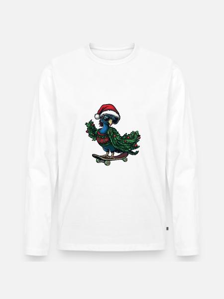 Peacock Bird Christmas Funny - Men's Premium Organic Long Sleeve Shirt - white