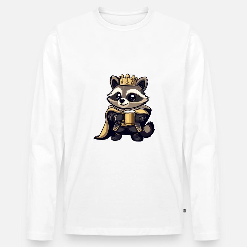 Waschbär Bier Lustig - Männer Premium Bio Langarmshirt - Weiß