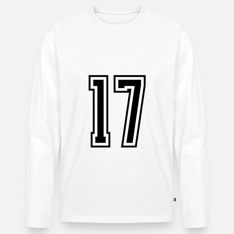 17 Zahl nummer - Männer Premium Bio Langarmshirt - Weiß
