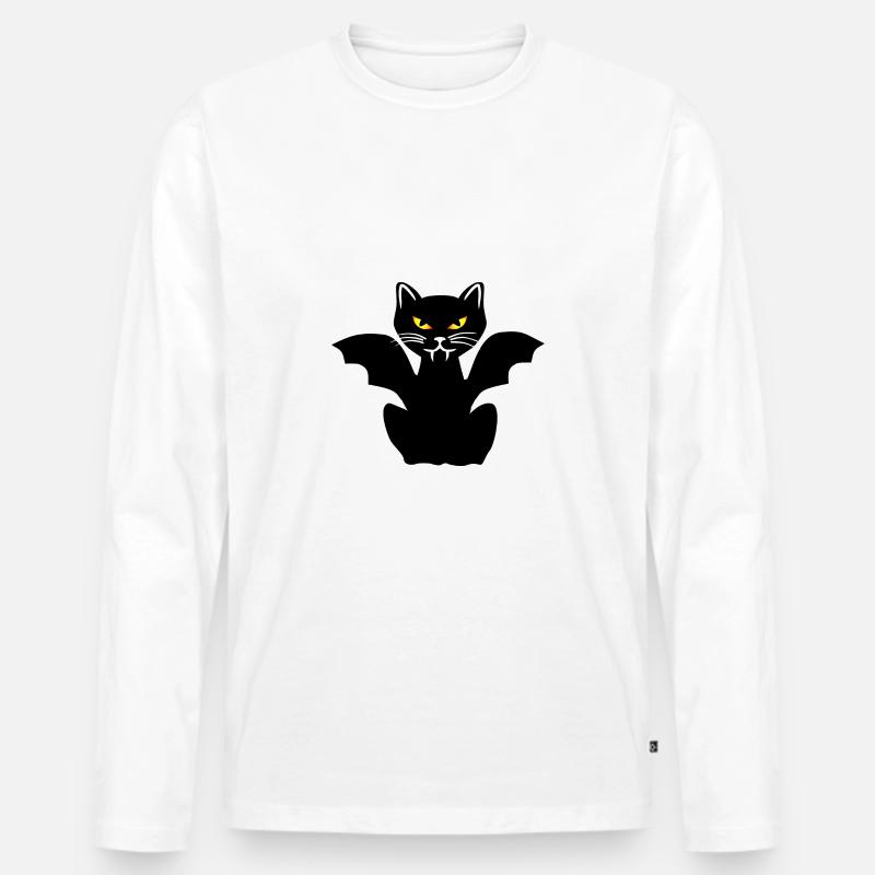 Drakula Vampir Katze - Männer Premium Bio Langarmshirt - Weiß