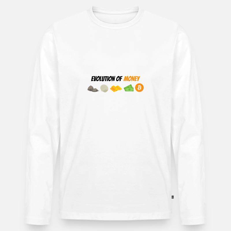 Evolution des Geldes - Männer Premium Bio Langarmshirt - Weiß