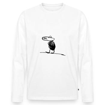 Kinderzeichnung T-Rex - Männer Premium Bio Langarmshirt - Weiß - Vorne - Nico (187cm)