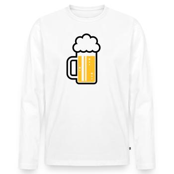 XFrohsinn (Links / Gold White Black) - Männer Premium Bio Langarmshirt - Weiß - Vorne - Nico (187cm)