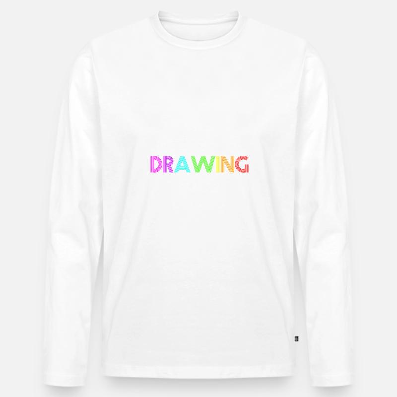 Drawing - Männer Premium Bio Langarmshirt - Weiß