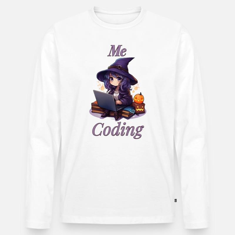"WitchCode: Anime-Inspired Design" - Männer Premium Bio Langarmshirt - Weiß