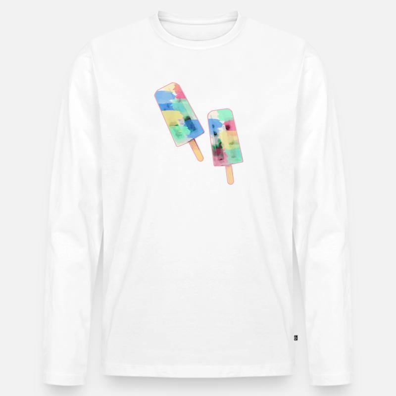 eis am stil,wassereis,buntes eis,sommer - Männer Premium Bio Langarmshirt - Weiß