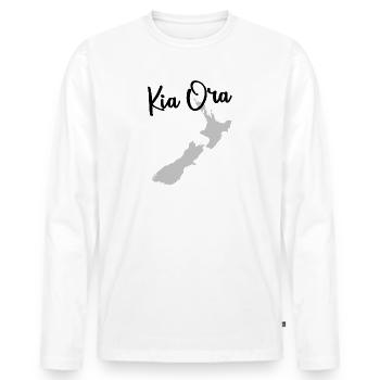 Kia Ora - Nouvelle-Zélande! - T-shirt manches longues Premium bio Homme - blanc - Devant - Nico (187cm)