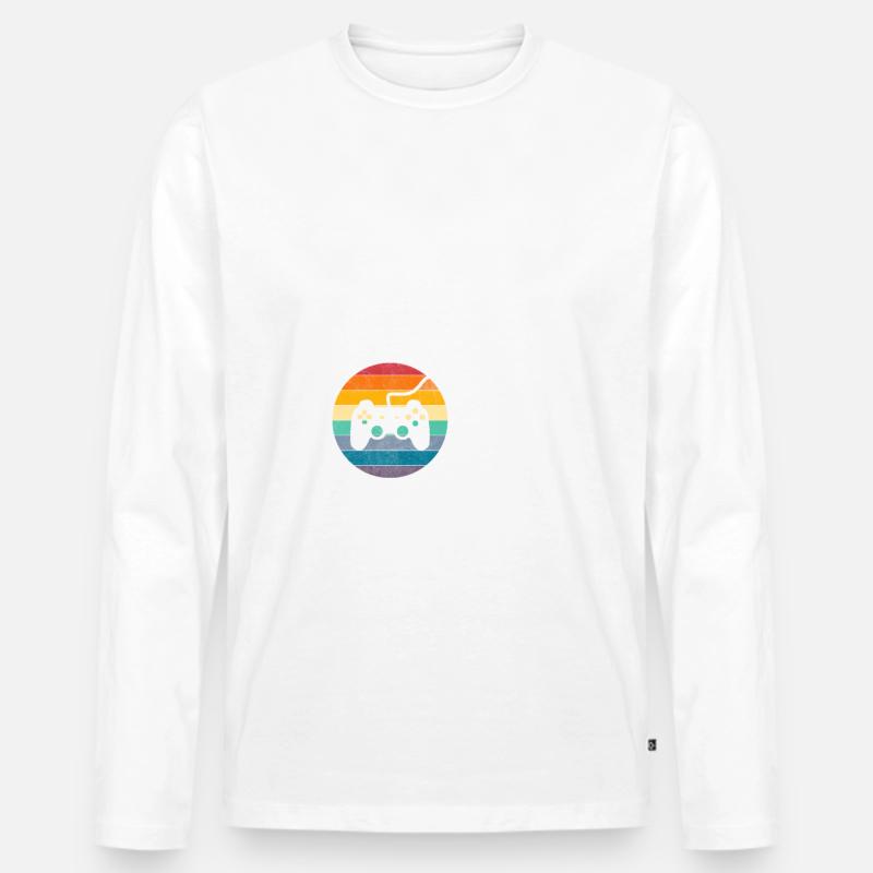 Spielmodus ein - Männer Premium Bio Langarmshirt - Weiß