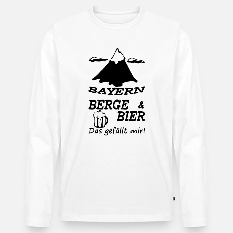 Bayern, Berge und Bier Geschenk - Männer Premium Bio Langarmshirt - Weiß
