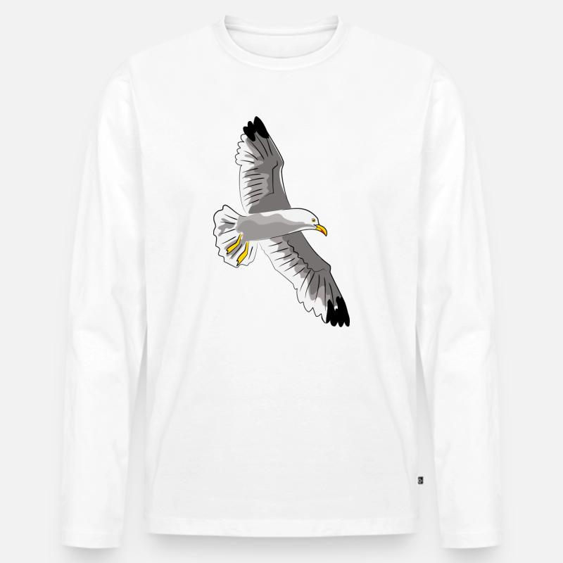 fliegende möwe vogel urlaub - Männer Premium Bio Langarmshirt - Weiß