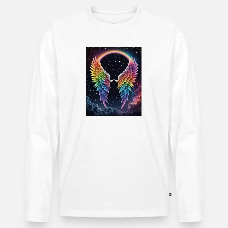 Regenbogenflug im Kosmos - Männer Premium Bio Langarmshirt - Weiß