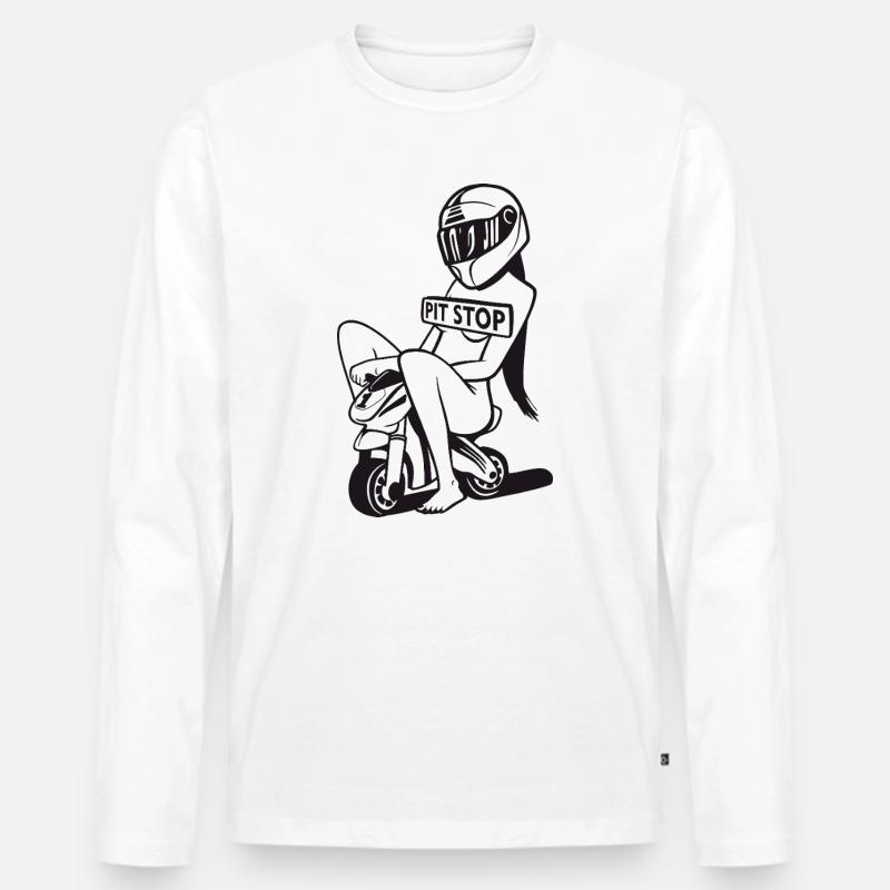 Pit Stop Racer Mädchen - Männer Premium Bio Langarmshirt - Weiß