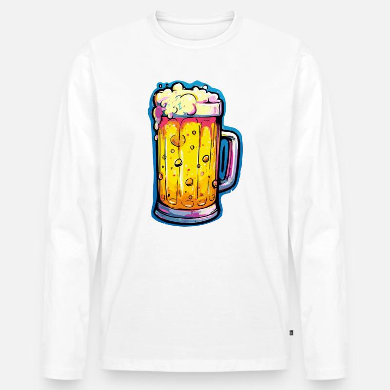 Bier Comic Bierglas - Männer Premium Bio Langarmshirt - Weiß
