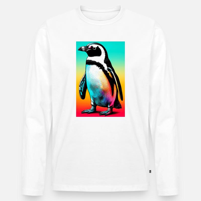Pinguin - Männer Premium Bio Langarmshirt - Weiß