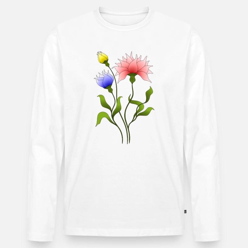 Blumen - Männer Premium Bio Langarmshirt - Weiß