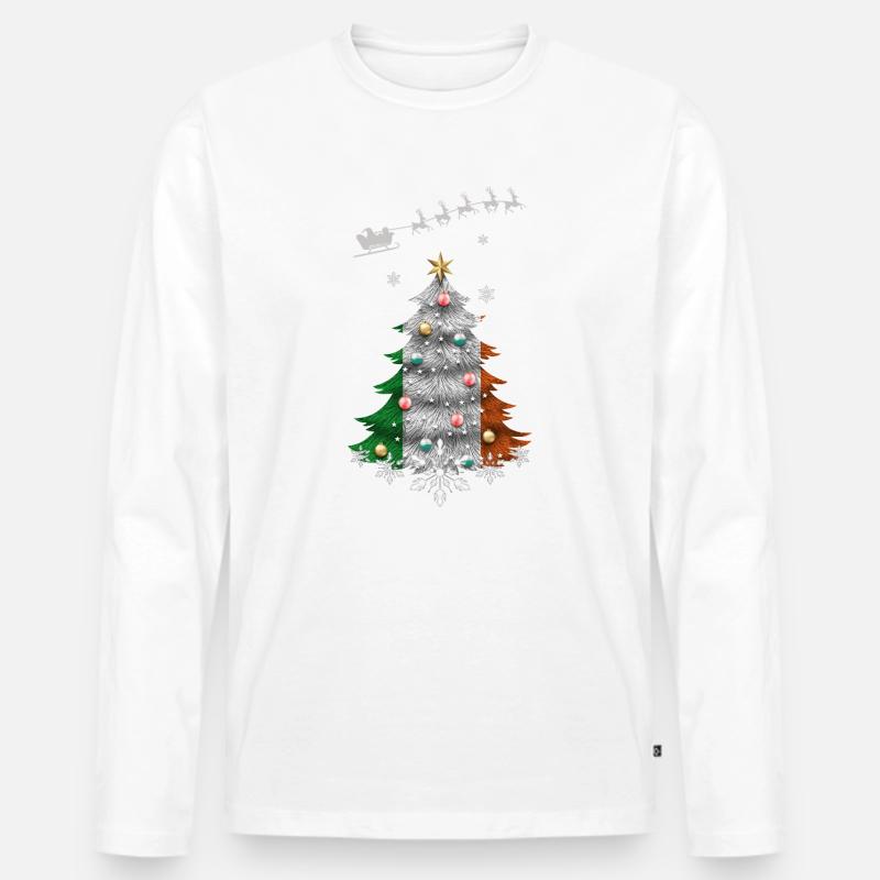 Weihnachtsbaum mit Irland-Flagge - Männer Premium Bio Langarmshirt - Weiß