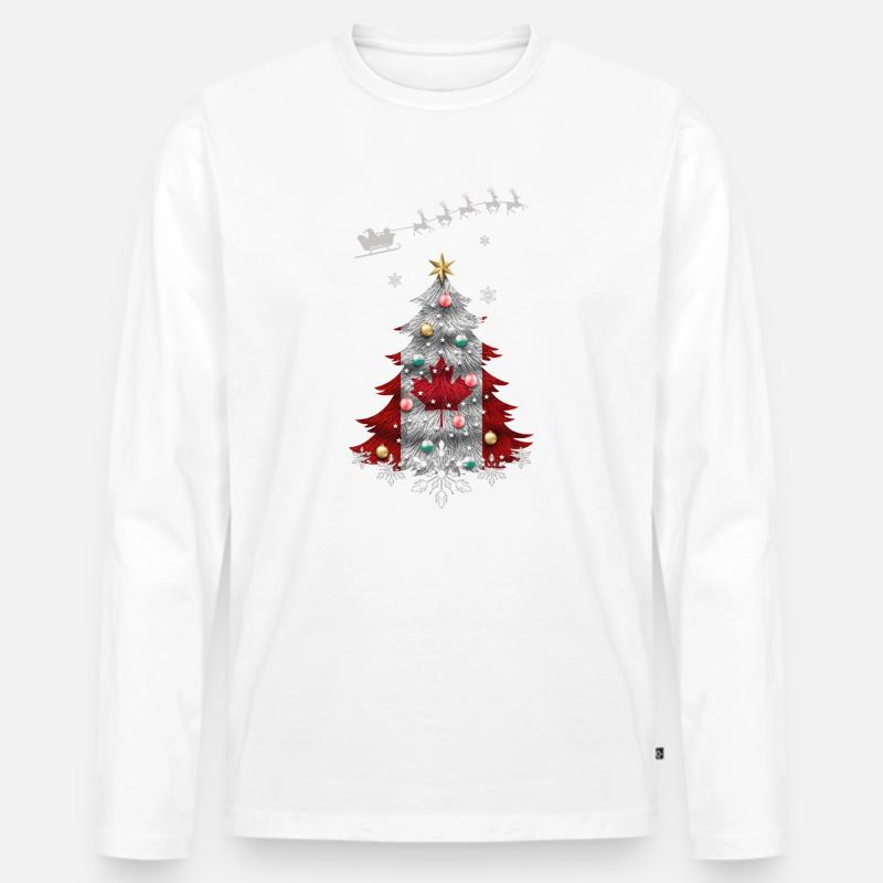 Weihnachtsbaum mit Kanada-Flagge - Männer Premium Bio Langarmshirt - Weiß