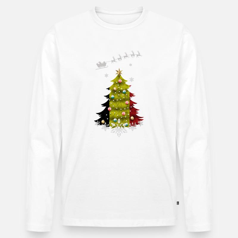 Weihnachtsbaum mit belgischer Flagge - Männer Premium Bio Langarmshirt - Weiß