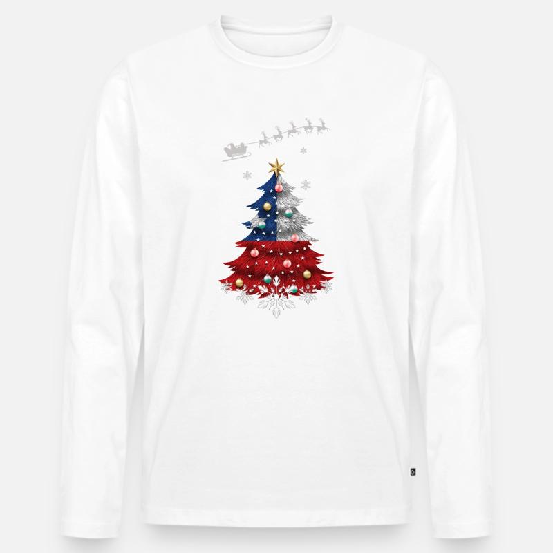 Weihnachtsbaum mit Chile Flagge - Männer Premium Bio Langarmshirt - Weiß