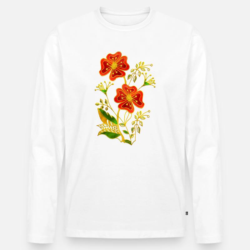 Blumen - Männer Premium Bio Langarmshirt - Weiß
