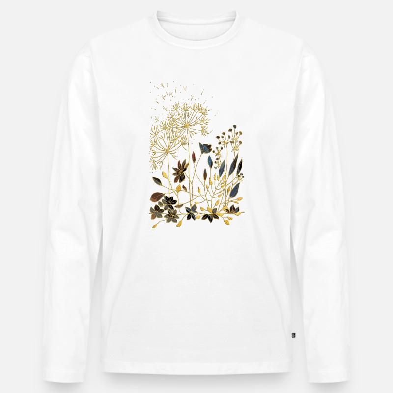 Blumen - Männer Premium Bio Langarmshirt - Weiß