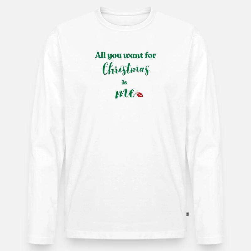 Weihnachten bin ich dein Wunsch - Männer Premium Bio Langarmshirt - Weiß