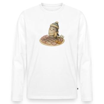 Proud herring - Men's Premium Organic Long Sleeve Shirt - white - Front - Nico (187cm)