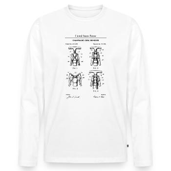 Cork Remover Patent Diagram - Men's Premium Organic Long Sleeve Shirt - white - Front - Nico (187cm)