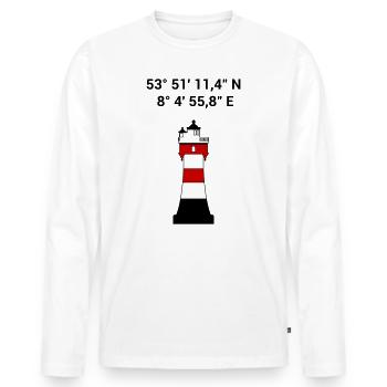 Red Sand Lighthouse - Sailing - Skipper - Maritime - Men's Premium Organic Long Sleeve Shirt - white - Front - Nico (187cm)