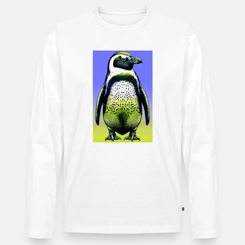 Pinguin - Männer Premium Bio Langarmshirt - Weiß