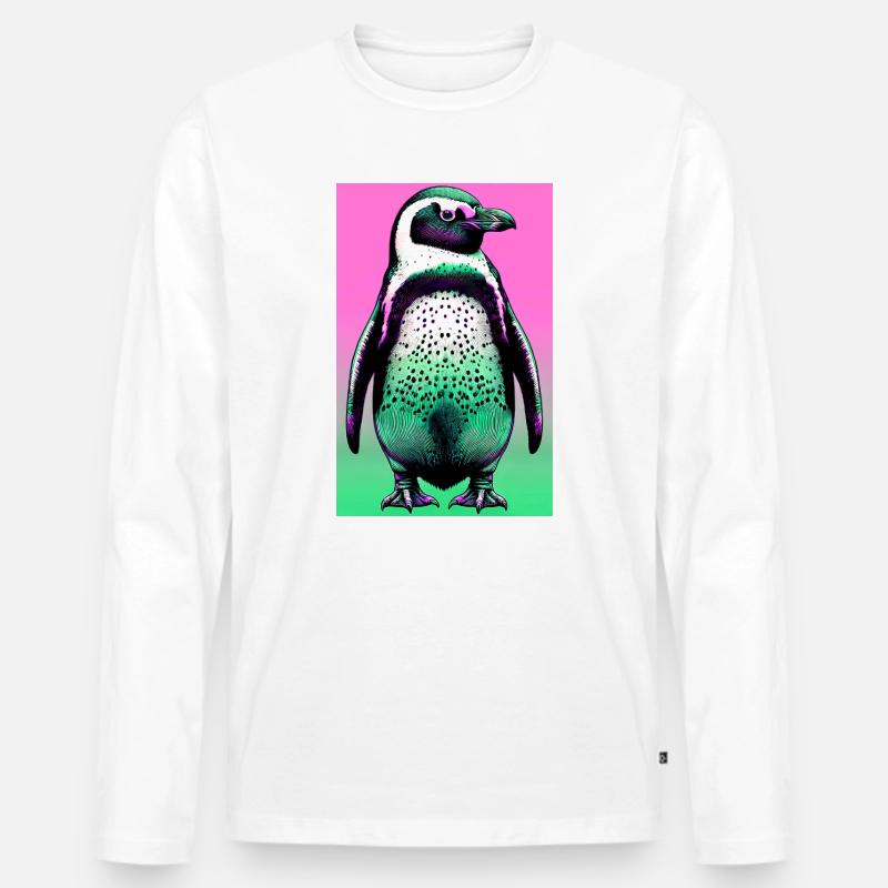Pinguin - Männer Premium Bio Langarmshirt - Weiß