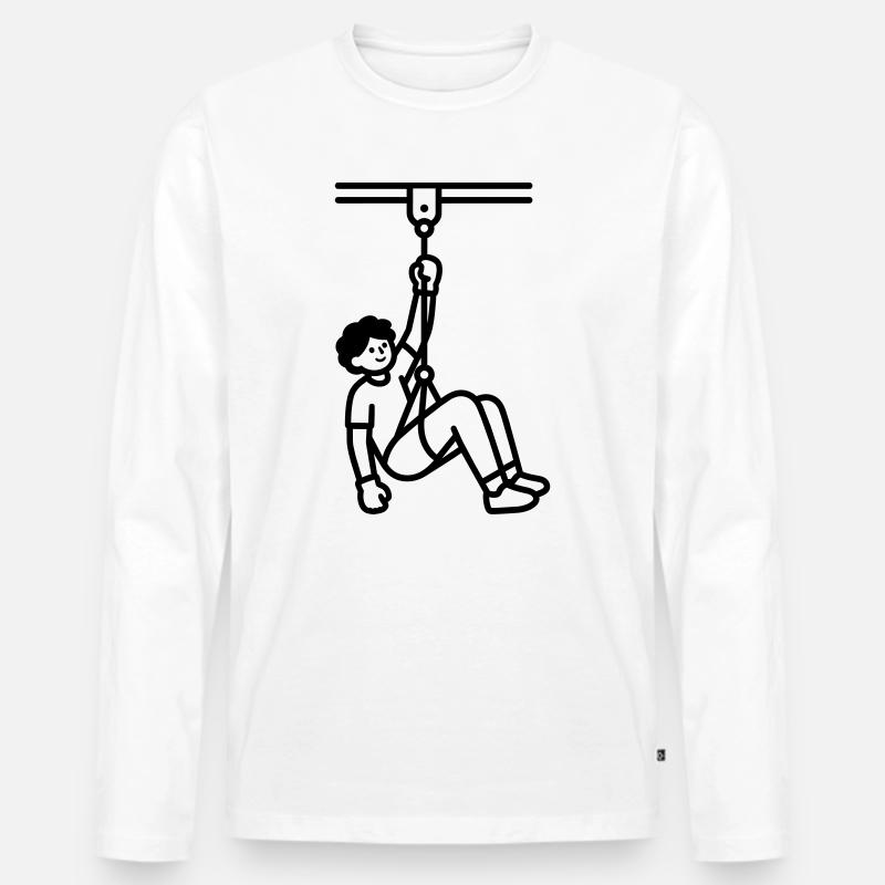 Seilrutschen - Männer Premium Bio Langarmshirt - Weiß