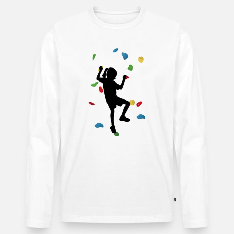 Kletterwand-Mädchen - Männer Premium Bio Langarmshirt - Weiß