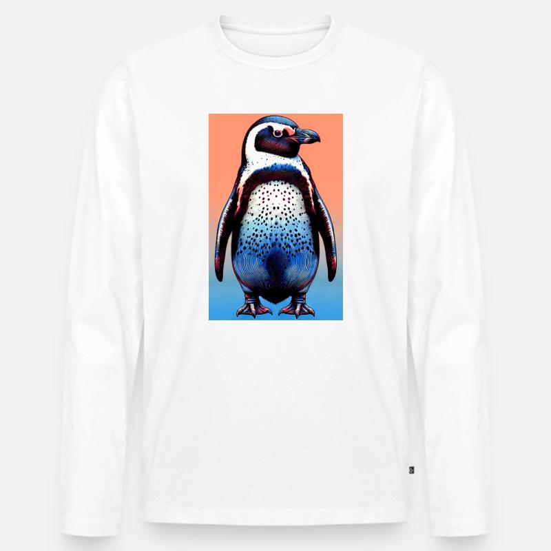 Pinguin - Männer Premium Bio Langarmshirt - Weiß