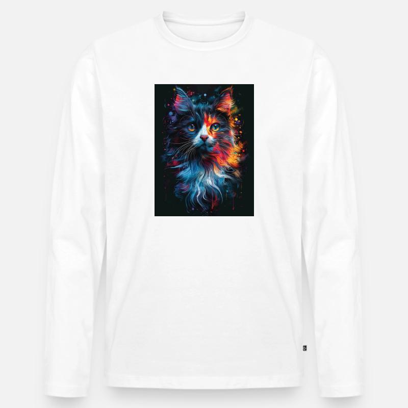 Cat_01 - Männer Premium Bio Langarmshirt - Weiß