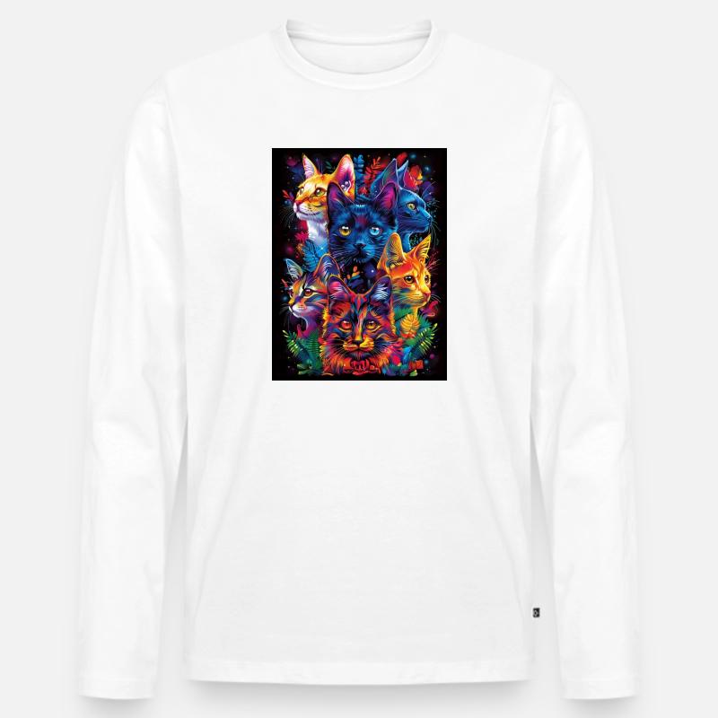 Cat_02 - Männer Premium Bio Langarmshirt - Weiß