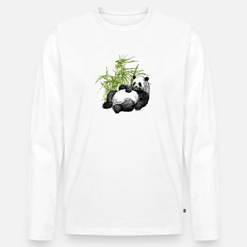 Panda_TS - Männer Premium Bio Langarmshirt - Weiß
