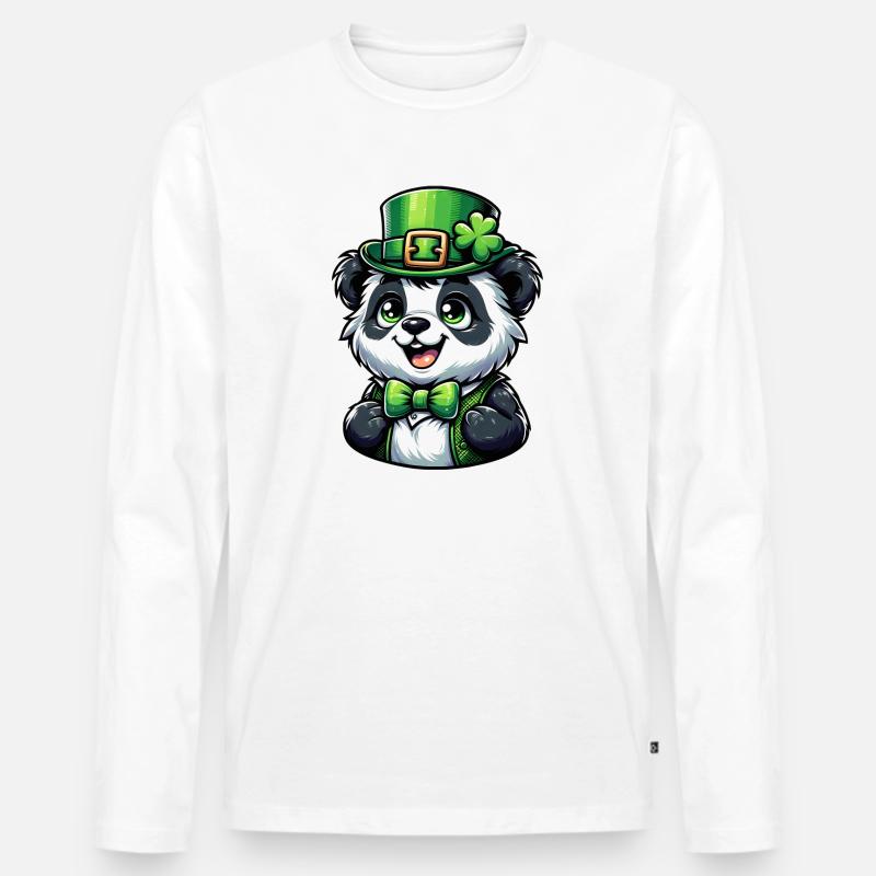 St. Patrick's Panda Feier - Männer Premium Bio Langarmshirt - undefined