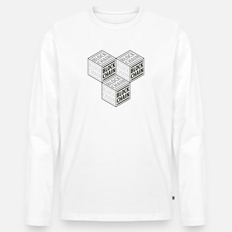 BLOCKCHAIN 3D 01 - Männer Premium Bio Langarmshirt - Weiß